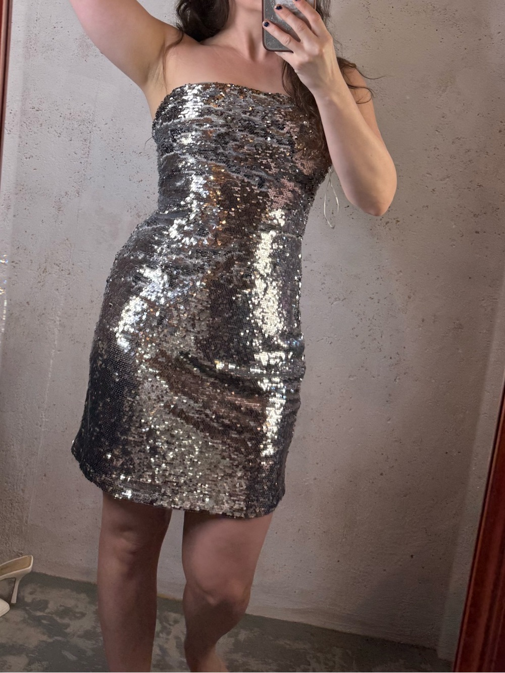 Gianni Bini Silver Sequin Mini Dress New With Tags Size Medium Cocktail Party - Picture 3 of 13